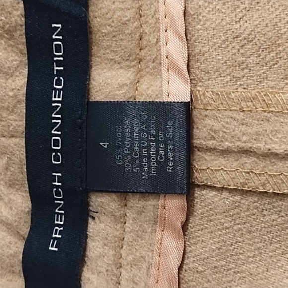 French Connection Soft Cashmere Wool Flannel Wide Straight Leg Trouser Pants - Picture 6 of 8